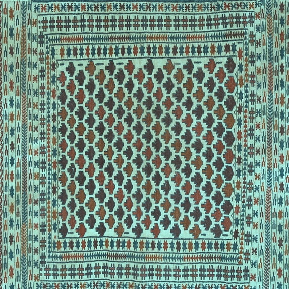Ahgly Company Indoor Square Southwestern Light Blue Country Area Rugs, 7' Square