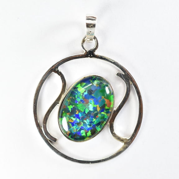 Natural Opal Multicolor Pendant 925 Sterling Silver 42 Carat Oval Cut Jewelry Accessory for a Jewelry Collection