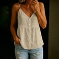 thumbnail image 3 of Women Summer Tank Tops Casual V Neck Spaghetti Strap Cami Tops Loose Beach Sleeveless Shirts Blouses,Beige ,M, 3 of 10
