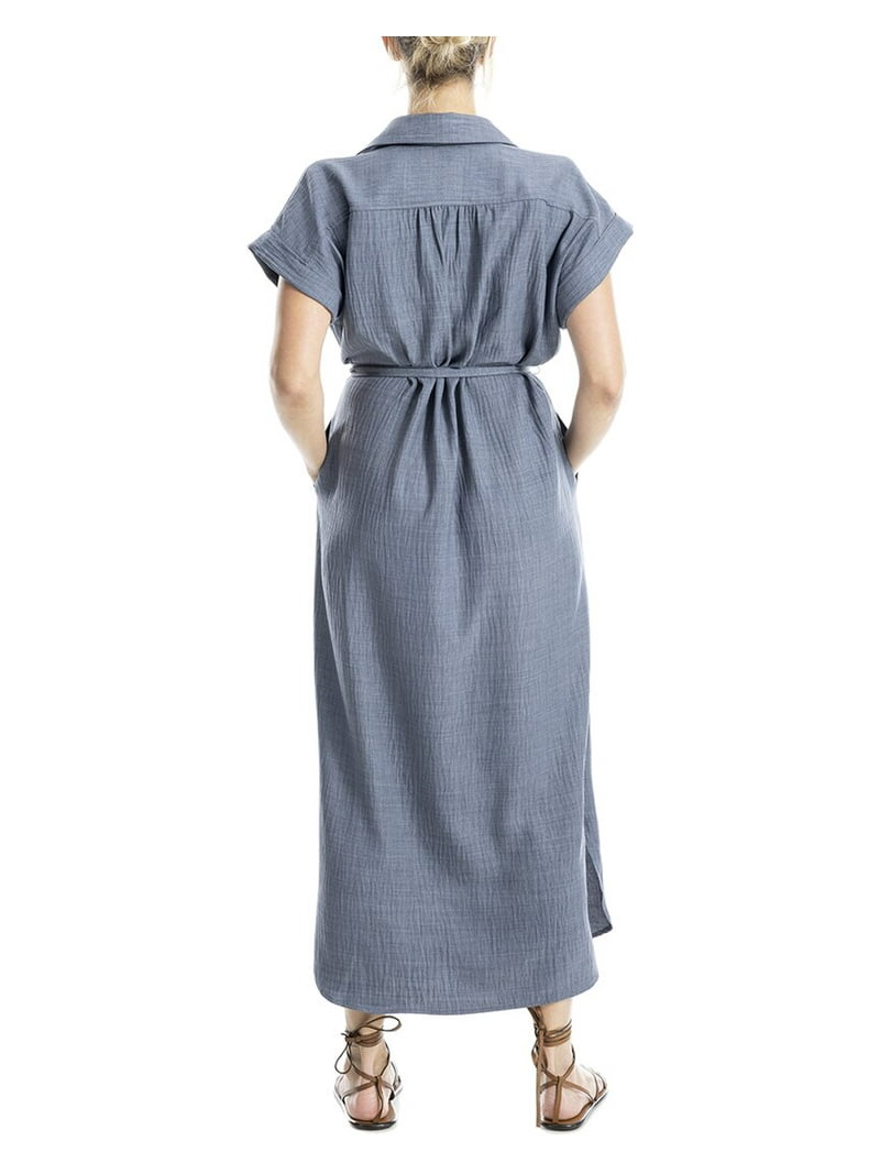 Max Studio womens Maxi Shirt Dress, XL, Blue Max Studio womens Maxi Shirt Dress, XL, Blue