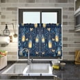 thumbnail image 4 of Yayeee Kitchen Curtains Light Filtering 27"x24" Rod Pocket Short Cafe Window Panel, Blue Fireflies Pattern, 4 of 7