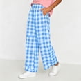 thumbnail image 5 of Guluxicc Plaid Print Pants for Womens Elastic Waist Casual Wide Leg Trousers with Pockets Loose Fit Pants for Travel, 5 of 6