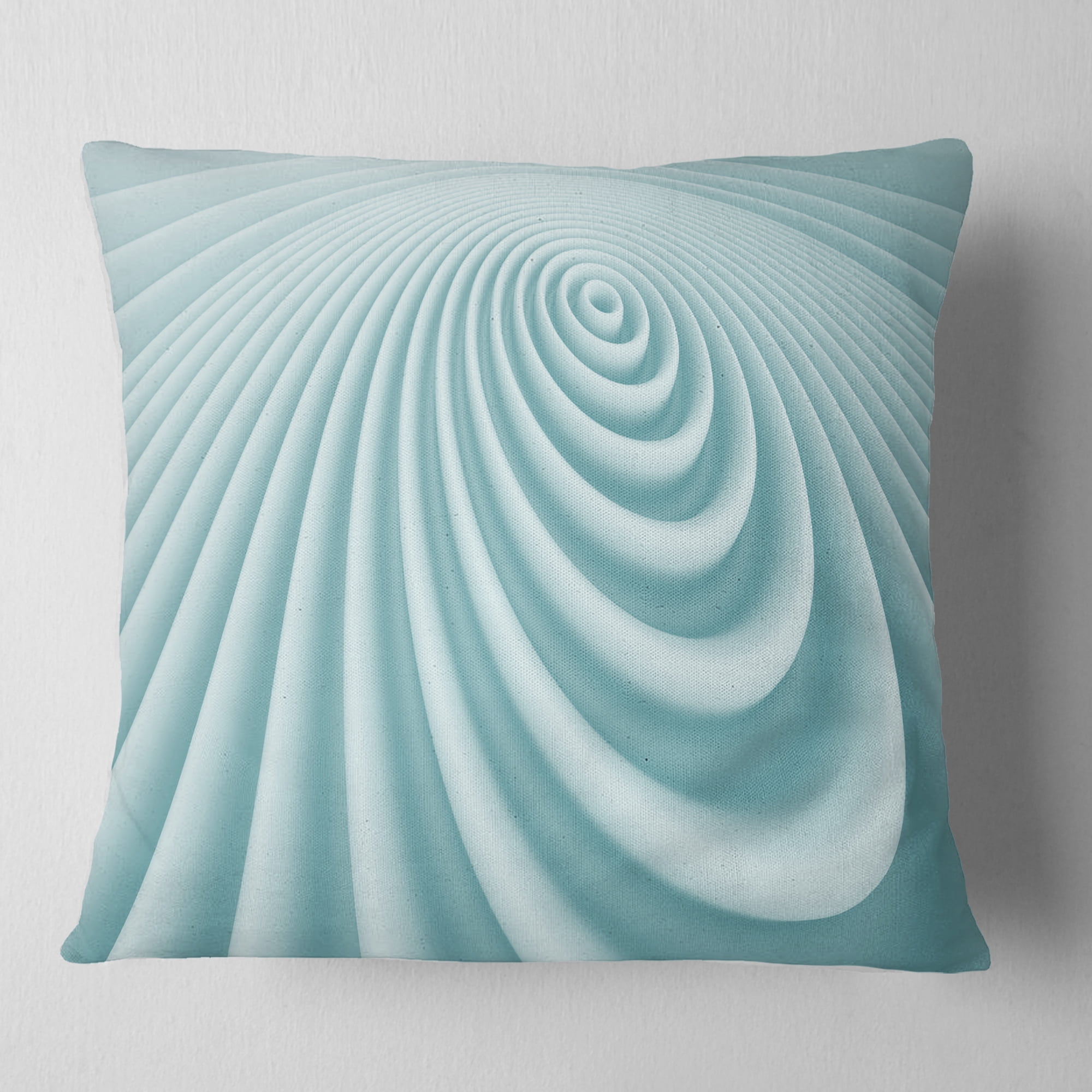 Designart Fractal Rounded Blue 3D Waves - Contemporary Throw Pillow - 16x16