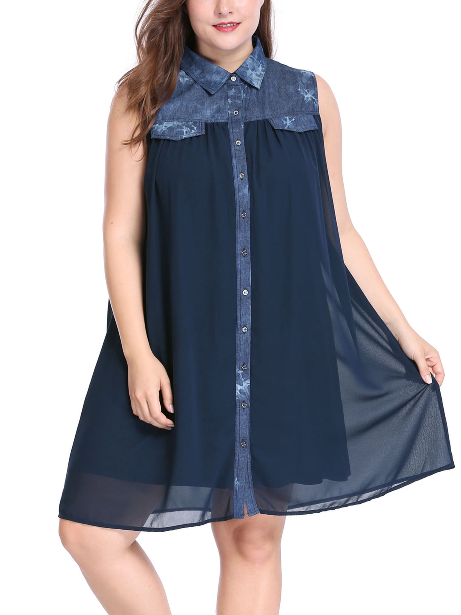 plus size blue shirt dress