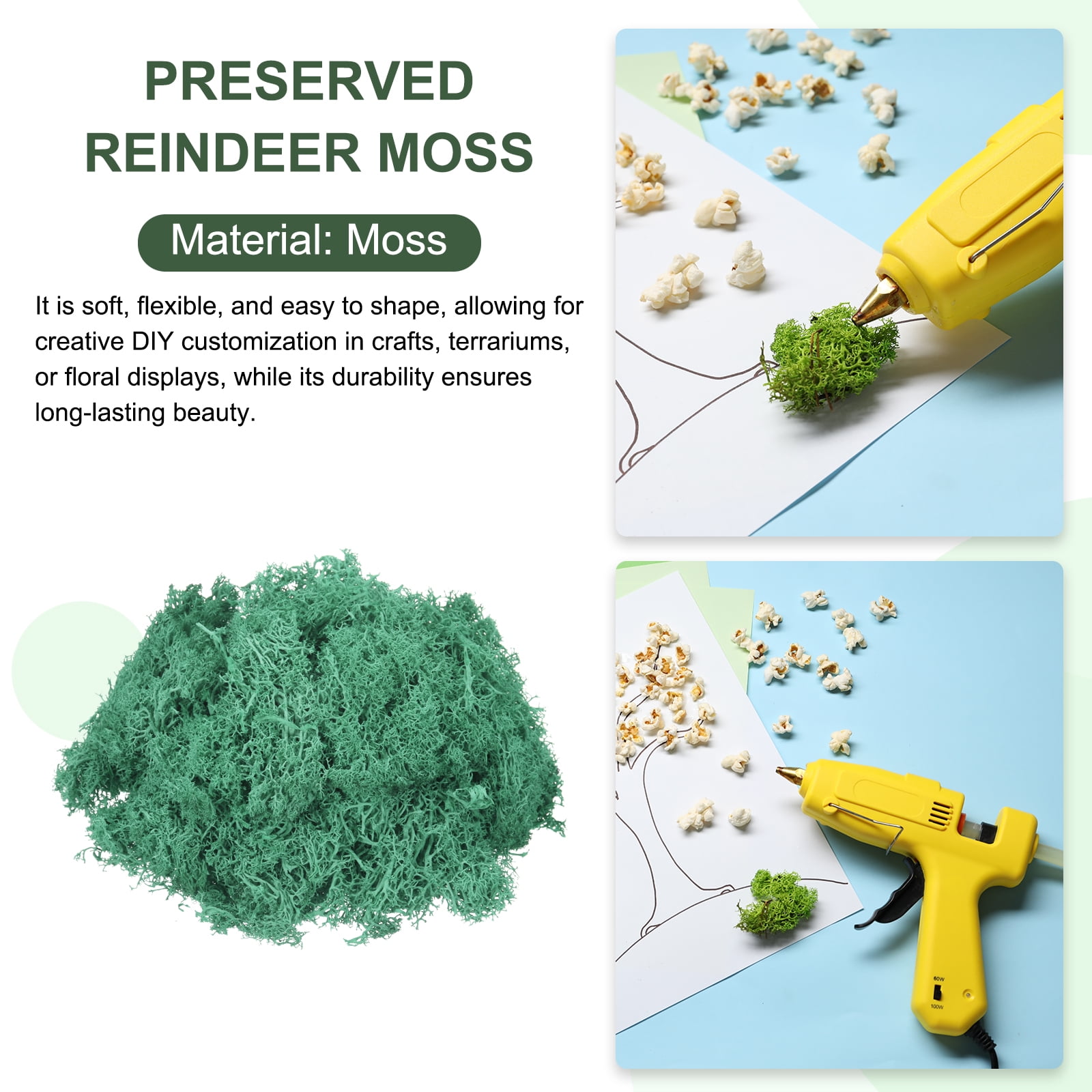 Uxcell 11.3oz Preserved Reindeer Moss Teal Green Decorative Artificial Fake Moss