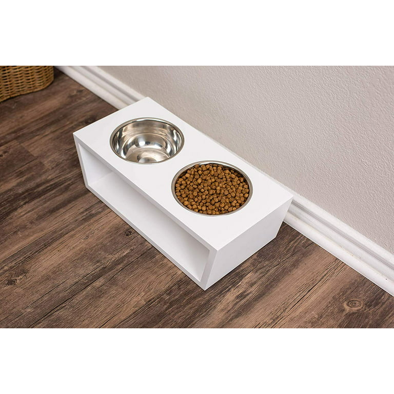 Internet&s Best Modern Elevated Pet Feeder - 2 Medium Dog Bowls, White