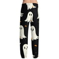 thumbnail image 4 of WTOBBY Men's Halloween Print Drawstring Casual Pajama Pants for Lounge Wear, Comfortable Sleepwear with Elastic Waist, Spooky Design Ideal for Home and Relaxation,Black L, 4 of 7