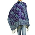 thumbnail image 3 of Falari Women's Reversible Paisley Woven Pashmina Shawl Wrap Scarf 80" x 27" Purple/Turquoise, 3 of 3