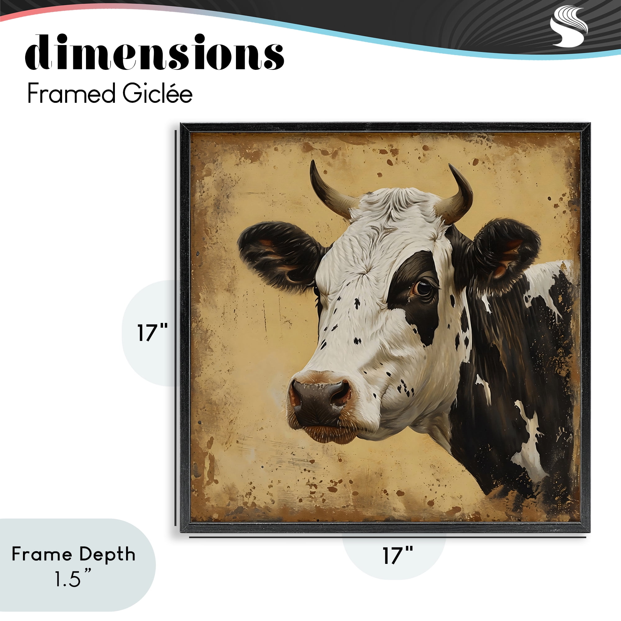 Stupell Industries Spotted Brown Cow Portrait Black Framed Giclee Art, design by Creative Studio