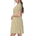 thumbnail image 2 of Naloa Damask Beige Tan Brown Print Womens Summer A-Line Dress with Pockets,Short Sleeve Dresses,Flowy Beach Swing Dress for Vacation Travel, 2 of 6
