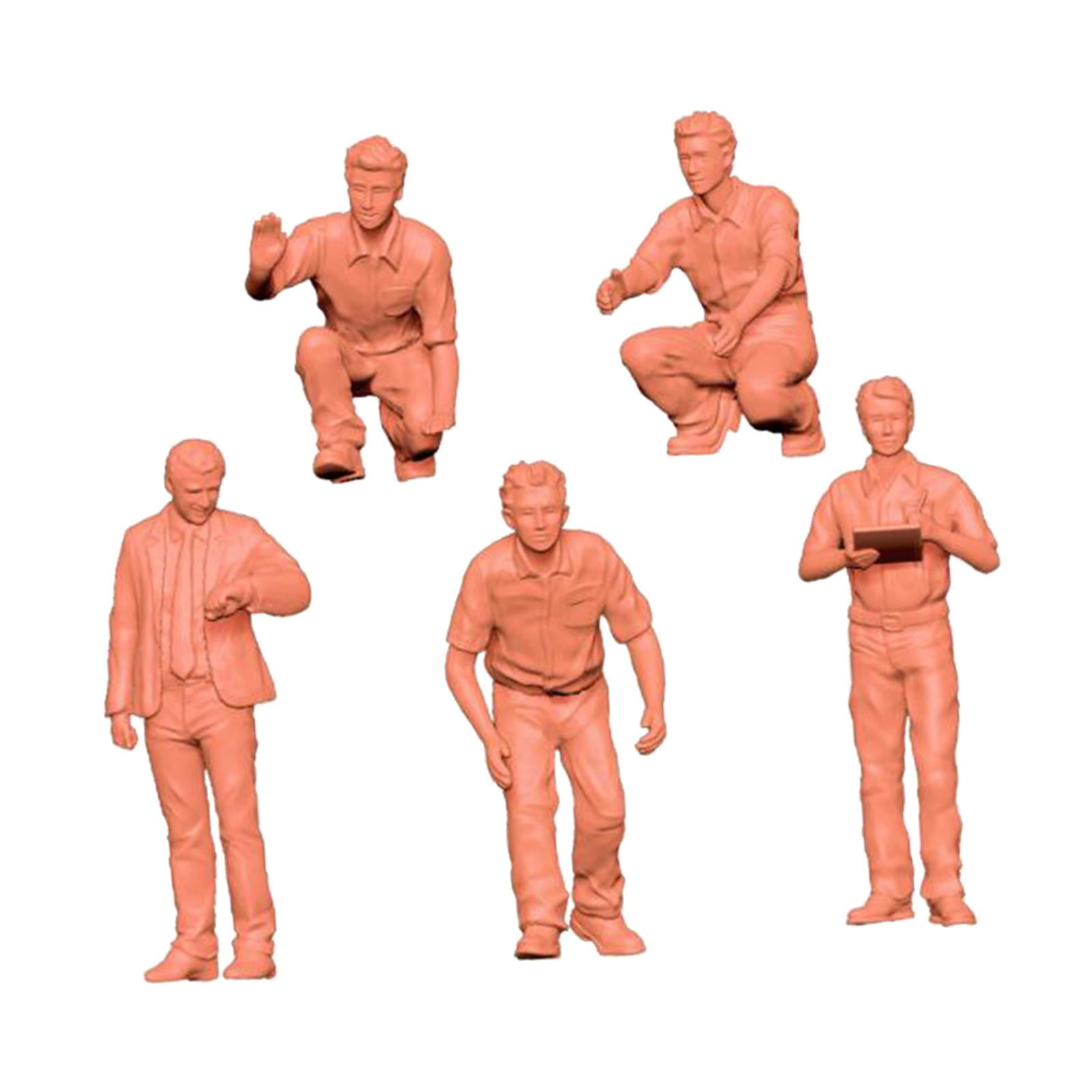 5 Pieces Miniature People Figures Diorama Models Resin Material for Sand Table Scenes and Dollhouses