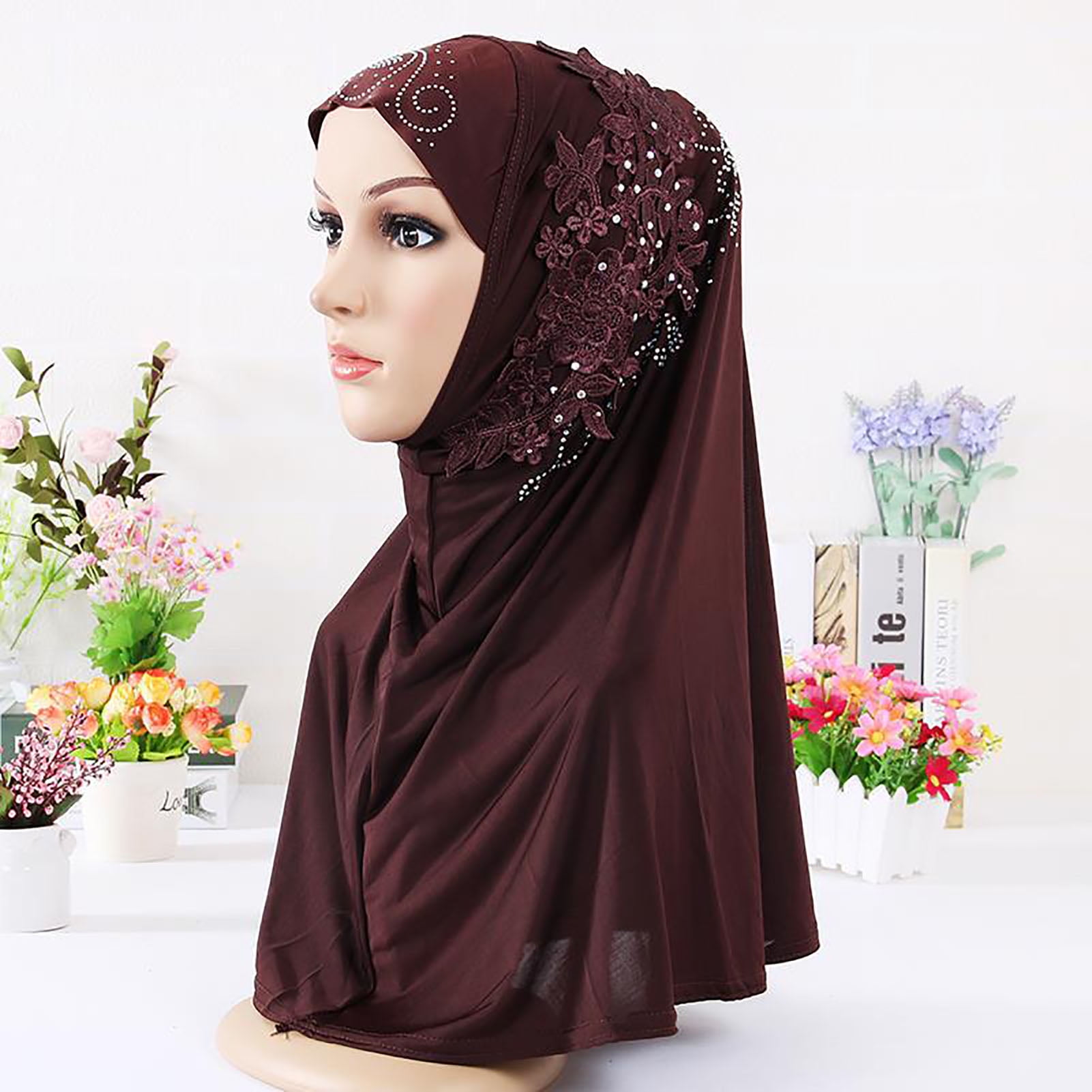 New Women Hollow Edge Big Size Muslim Hijab Islamic Scarf Arab Headwear 