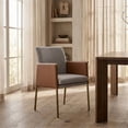 thumbnail image 2 of Modrest Pettit Upholstered Modern Fabric Arm Dining Chair in Light Gray/Camel, 2 of 6