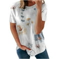 thumbnail image 2 of Summer Saving Wycnly Womens Tops Dressy Casual Going out Fashion Comfy Lightweight Loose Fit Pullover Tees Shirts Summer Short Sleeve Crewneck Tops Leopard Print Blouse White s, 2 of 5