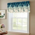 thumbnail image 6 of 2 Pack Peacock Feather Valance for Window Teal Blue Green Leaf Abstract Kitchen Valance Rod Pocket Short Curtain Topper Decorative Window Treatment for Living Room Bedroom 42"x18", 6 of 8