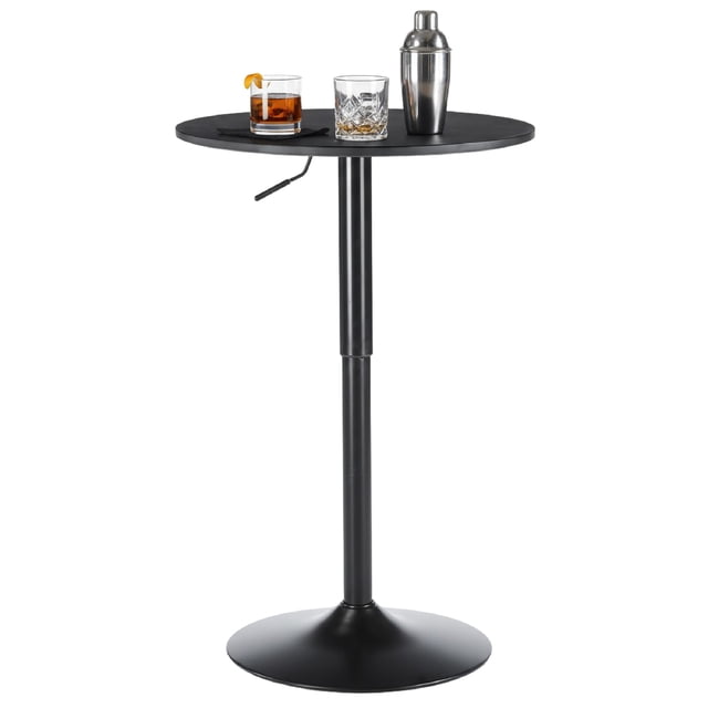 Mesa de Bar Elly Decor Halo Negra Ajustable 60 cm con Base Redonda y Estructura de Hierro
