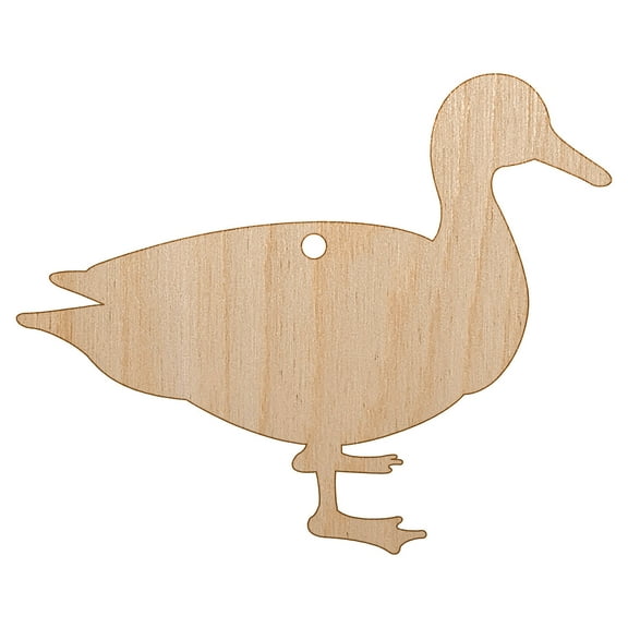 Duck Standing Solid Wood Holiday Christmas Tree Ornament Unfinished DIY Pre-Drilled Craft