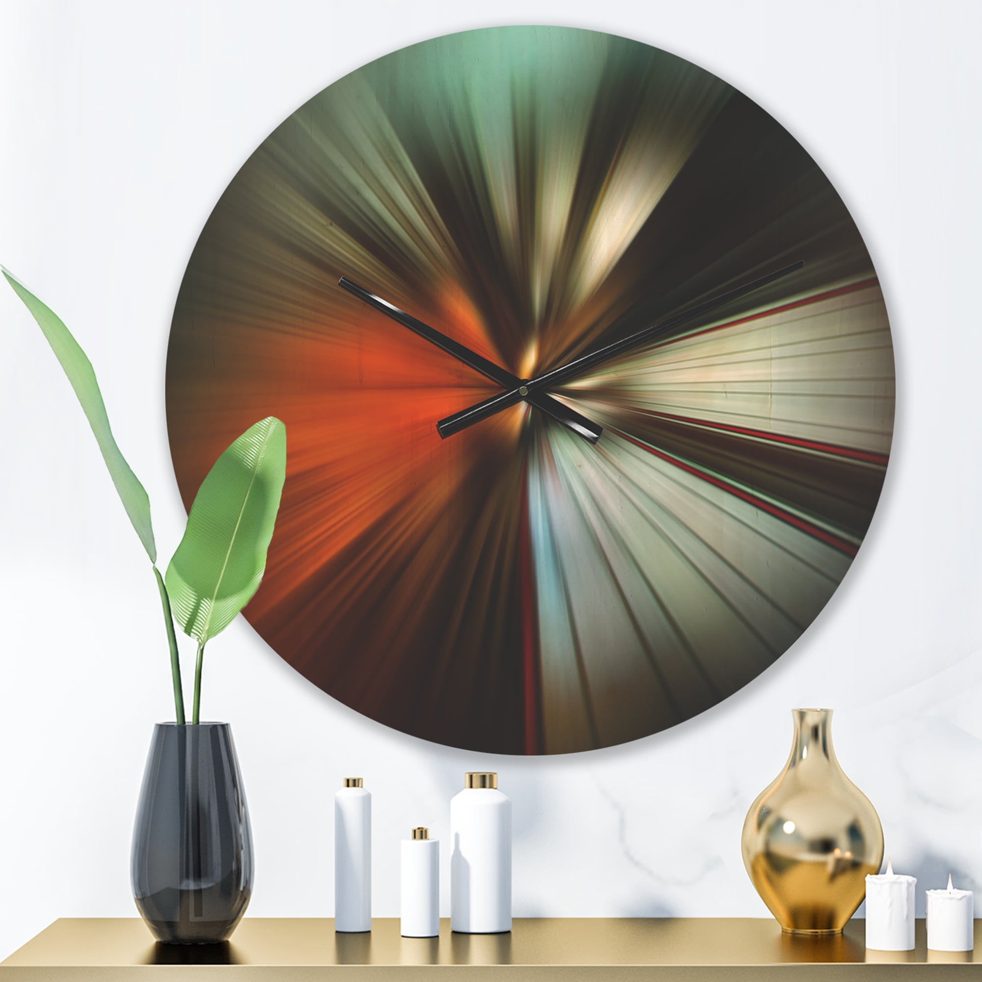 Designart 'Fractal Orange Brown and Gray' Modern Wood Wall Clock