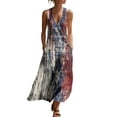 thumbnail image 2 of Dresses for Women 4th of July Sleeveless Deep V Neck Maxi Dress Summer Patriotic Button Flowy Long Sundress with Pockets Beach Vacation, 2 of 7
