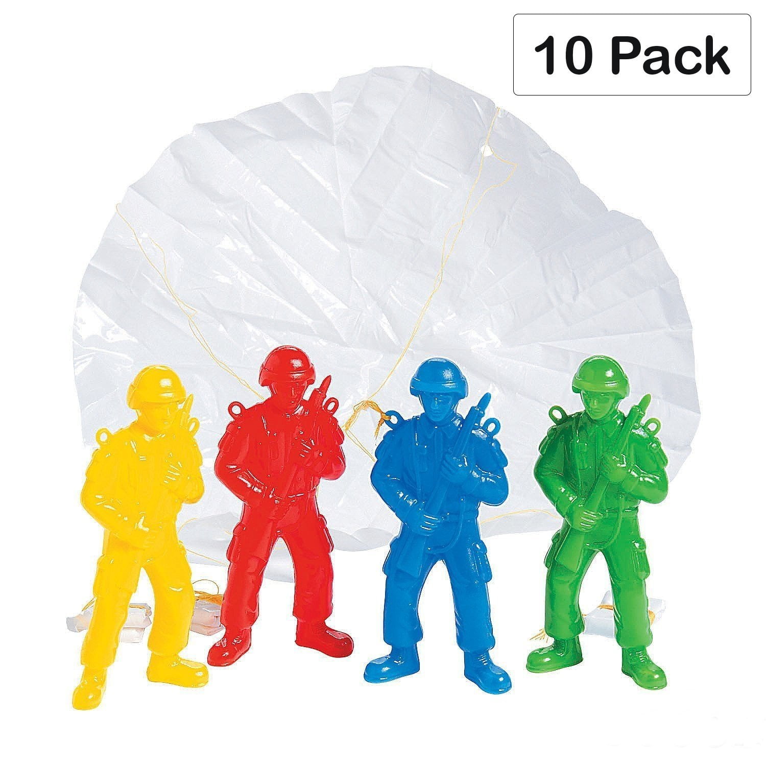 Plastic Army Paratroopers 4.25 Inches Pack Of 10 Assorted Colors Cool Airborne Soldiers