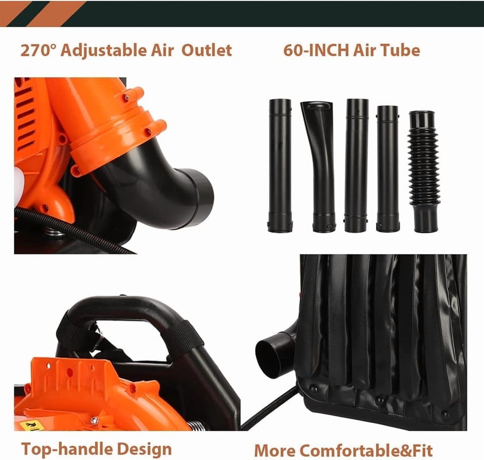 Seipouy 52CC Gas Leaf Blower Backpack 550CFM 2 Cycle Ergonomic Harness System 200MPH Low Vibration and Cruise Control Powerful Gas Blowers for Lawn Yard Care Gifts for Dad