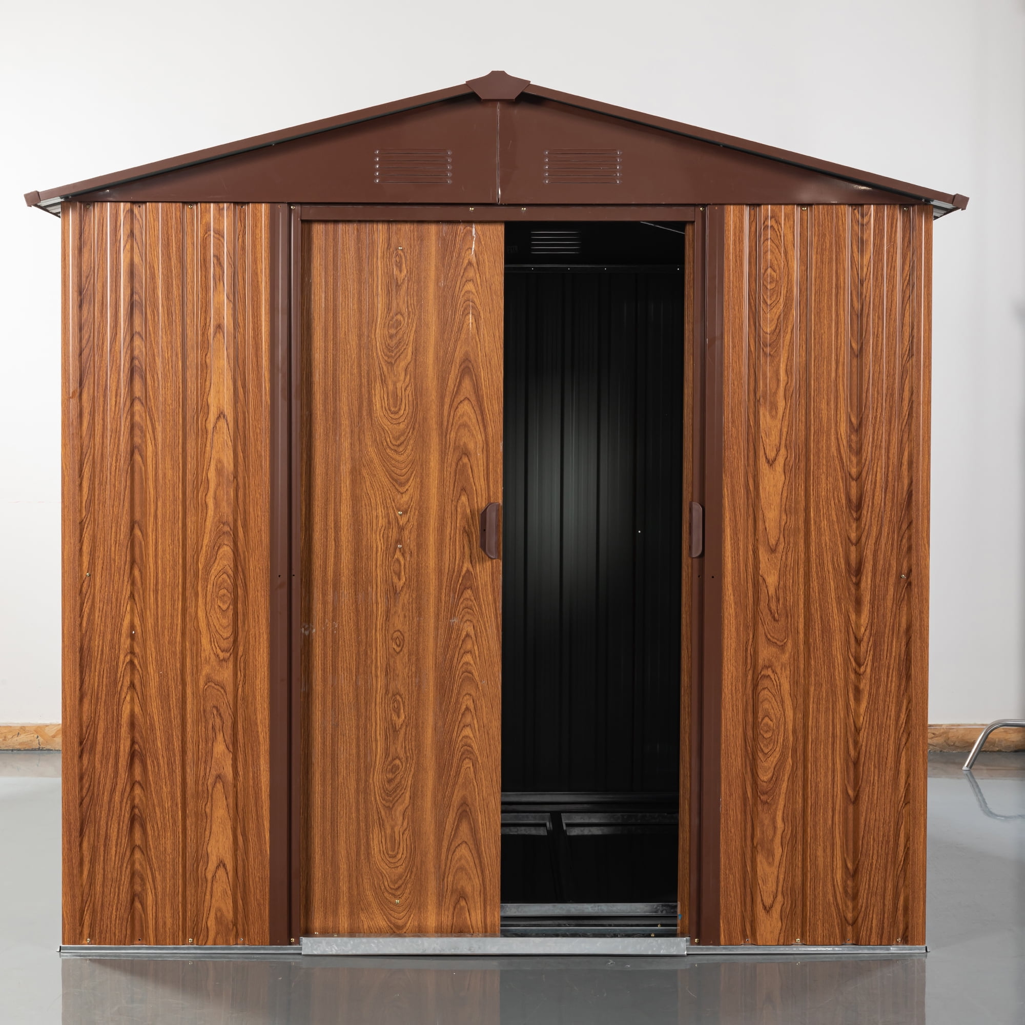 Aimee Lii 72"x63" Metal Outdoor Storage Shed, Utility Tool Shed Storage House, Metal Sheds Outdoor Storage for Backyard Garden Patio Lawn, Brown Aimee Lii 72"x63" Metal Outdoor Storage Shed, Utility Tool Shed Storage House, Metal Sheds Outdoor Storage for Backyard Garden Patio Lawn, Brown