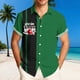 thumbnail image 1 of Ceisia Men's Summer St. Patrick's Day Casual Loose Fit Short Sleeve Turndown Collar Shirt Green Black Stripe Bowling Strike Print 4-Way Stretch Fabric Red XL Gifts, 1 of 6