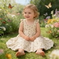 thumbnail image 2 of Letdown Toddler Baby Girls Rainbow Dress Princess Ruffle Sleeveless Beach Butterfly Sundress with Floral Print Smock Beach Boho Casual A-line Dresses, 2 of 9