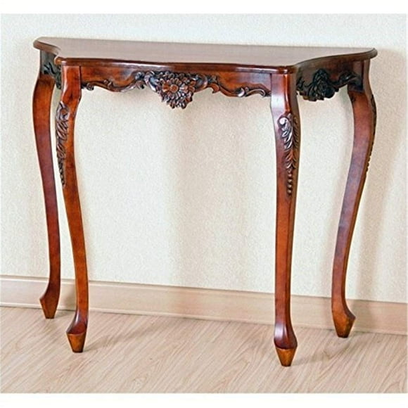 Mesa de pared International Caravan tallada con cuatro patas festoneadas
