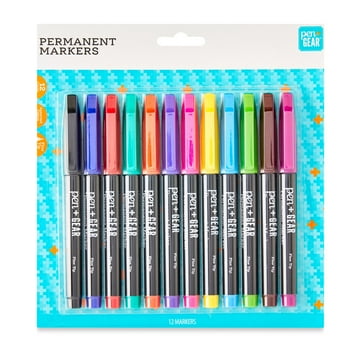 Pen+Gear Fine Tip Permanent Markers, Assorted Colors, 12 Count