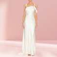 thumbnail image 4 of Vestido Largo Con Tirantes Finos Vestido de tirantes finos para mujer Vestido de fiesta sin espalda con volantes irregulares (Blanco M) Ygjytge para Mujer Blanco T S, 4 of 8