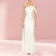 thumbnail image 4 of Vestidos de Fiesta Elegantes con tirantes finos para mujer Vestido de fiesta sin espalda con volantes irregulares Ygjytge Blanco T L para Mujer, 4 of 7