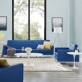 thumbnail image 2 of Tufted Armchair and Sofa Set, Faux Leather, Silver Blue Navy, Modern Contemporary Urban Design, Living Lounge Room Hotel Lobby Hospitality, 2 of 6