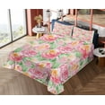 thumbnail image 4 of Ambesonne Rose Fitted & Top Sheet Set with Shams, Soft Blossoming, Pink Green, 4 of 5