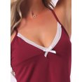 thumbnail image 5 of DARING DIVA Women's Casual Lace Trim Bow Soft Cami Top and Shorts Pajamas Set M Red, 5 of 7