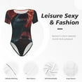thumbnail image 6 of Rateoe Red Moon Shark Sailboat Printed Women Rash Guard Short Sleeve,Tummy control Swimsuit Surfing Swimsuit Bathing Suit Short-sleeved Onesie UPF 50+, 6 of 6