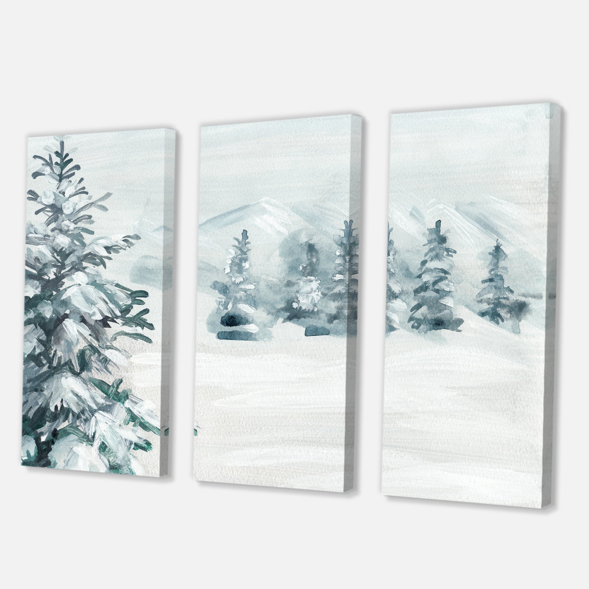 Designart ' Snowy Pine Trees On Mountain ' Traditional Canvas Wall Art Print