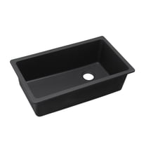 Elkay Quartz Classic 33" x 18-3/4" x 9-1/2", Single Bowl Undermount Sink, Black Black