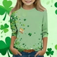 thumbnail image 2 of St. Patrick's Day Shirts For Kids Crew Neck 3/4 Sleeve Cute Print Pullover Tops Holiday Casual Trendy Tees (3-4Years, Mint Green-C), 2 of 5