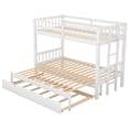 thumbnail image 5 of JINS & VICO Twin Over Twin Bunk Bed with Trundle, Thicken Bunk Bed Frame, Pull-Out Can Be Extended to Twin Over Full/Queen/King Size, Easier to Assemble (White), 5 of 7