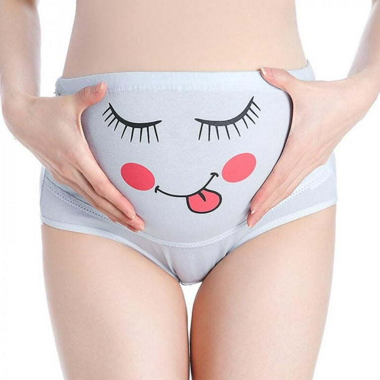 Women Soft Cotton Support Comfortable Underwear SMILE Briefs Panties Waist  High Maternity Breathable Feme 