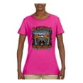 thumbnail image 2 of Wild Bobby, Main Street of America Route 66 Bike Motorcycle Cars and Trucks Womens Graphic T-Shirt, Fuschia, X-Large, 2 of 3