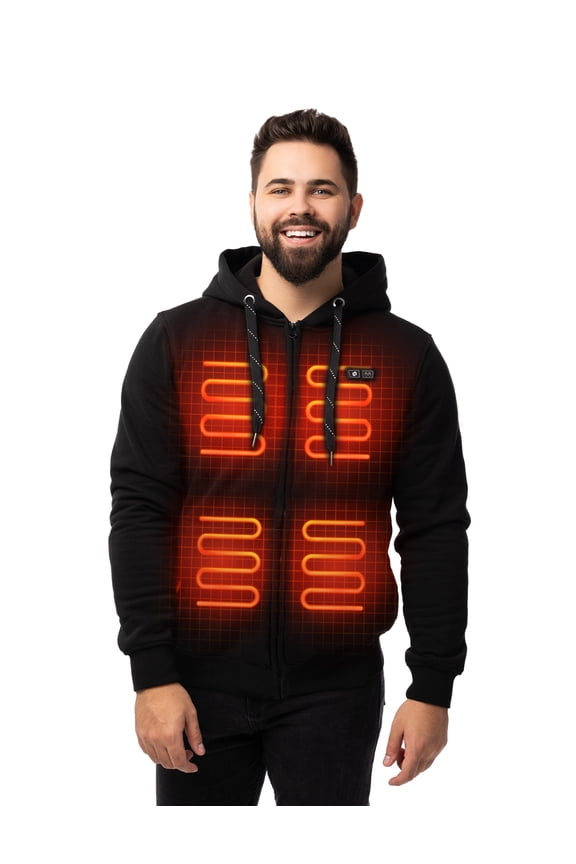 12V Heated Hoodies for Men & Women with Battery Pack, Heated Sweatshirt Heating Jacket, Large