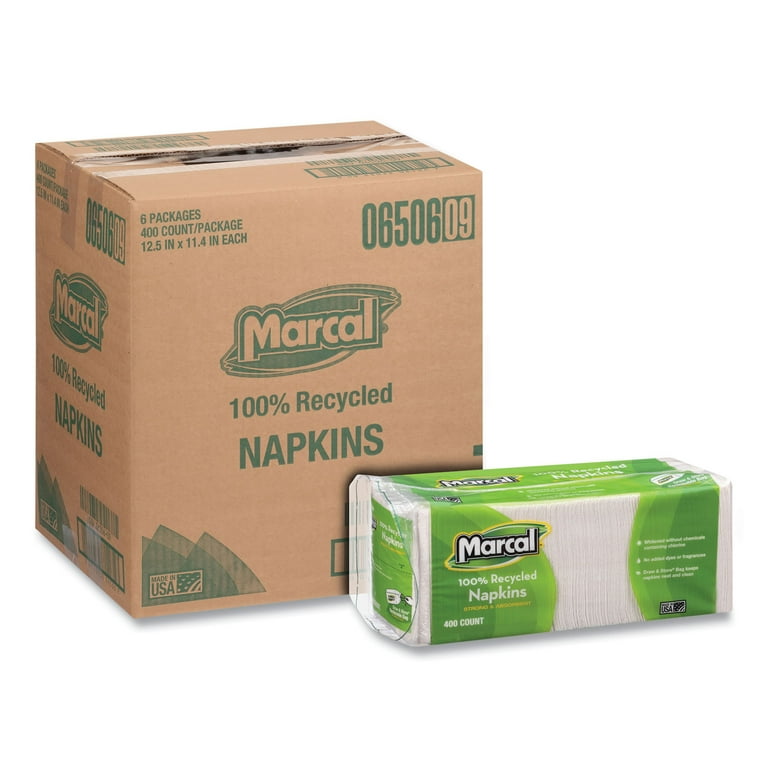 100% Recycled Luncheon Napkins, 11.4 x 12.5, White, 400/Pack, 6PK/CT 100% Recycled Luncheon Napkins, 11.4 x 12.5, White, 400/Pack, 6PK/CT
