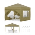 thumbnail image 1 of Gazebo Plegable 3x3m Impermeable con 4 Paredes - UPF 50+, Acero Reforzado, Fácil Montaje - Para Jardín, Camping, Fiestas, khaki, 1 of 7