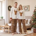 thumbnail image 5 of Nibbcoa Christmas Family Pajamas Matching Set Long Sleeve Elk Print Tops and Plaid PantsSleepwear, 5 of 8