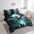 thumbnail image 2 of Homewish Magic Dragon 7pcs Queen Bedding,Moon Print Bedding Comforter Set Queen,Green,Black Reversible, 2 of 8