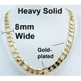 thumbnail image 4 of Prima Jewelries 18K Yellow Gold-Plated 22-Inches Figaro Italian Design 8mm Wide Heavy Solid Unisex Chain Link Necklace Gift, 4 of 10