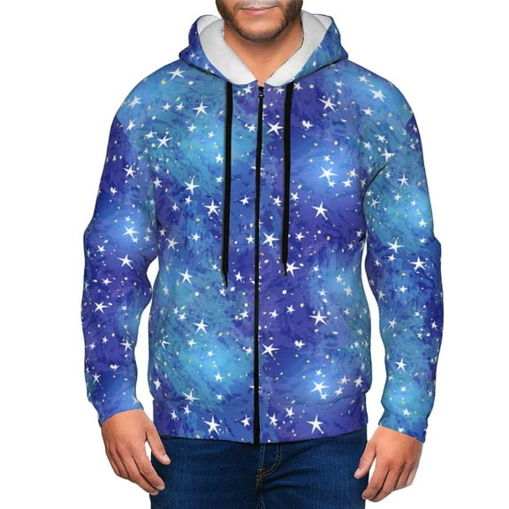 Zip Up Hoodies for Men - shiny starry sky blue sky Long Sleeve Comfrt Men'S Fashion Hoodies & Sweatshirts, Jackets for Men Hoodies Pullover Clothing Clothes with Pouch