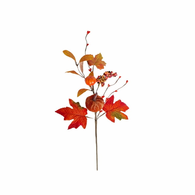 B Maple Leaf Velvet Cuttings Bouquet Halloween Home Party Decor Plastic Fall Floral Arrangement Thanksgiving Centerpiece Decoration For Table Vase Indoor Outdoor Use 16.93X3.94 Inches 0.07